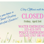 CITY OFFICES CLOSED GOOD FRIDAY APRIL 3RD, 2026